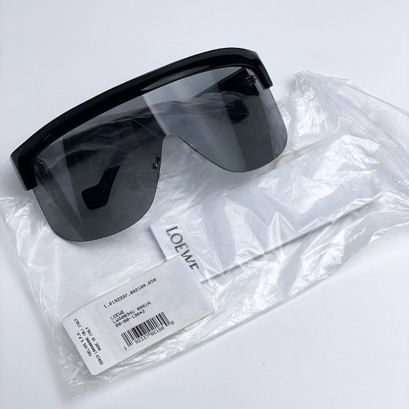 Loewe Black Shield Sunglasses with Gray Gradient Lenses